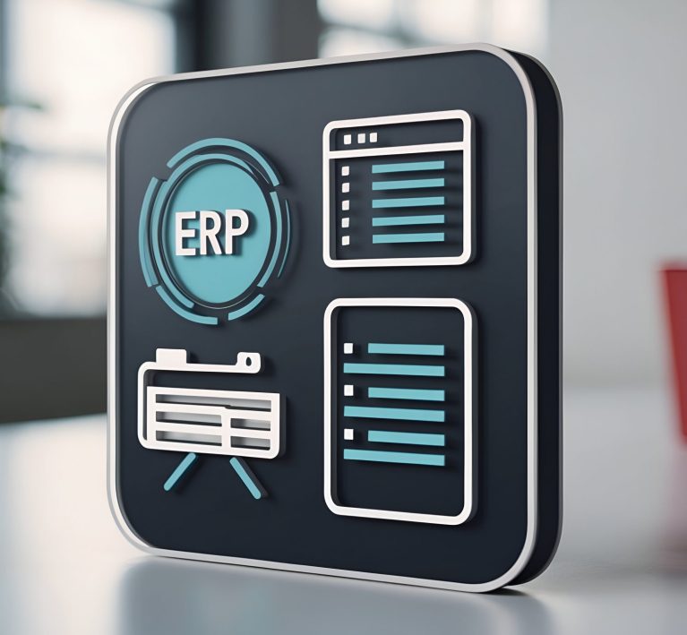 sleek-3d-flat-icon-erp-dashboard-server-with-ample-copy-space-software-presentations