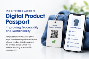 Digital Product Passport QR code and product information on a smartphone